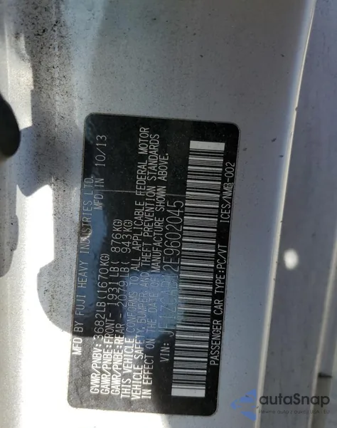 2014 Subaru Brz 2.0 Premium from USA, damaged, VIN JF1ZCAB12E9602045